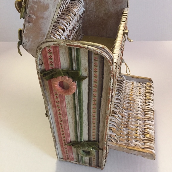 50s Souré Bag NYork Large Woven Wood BoHo Vintage - Picture 7 of 9